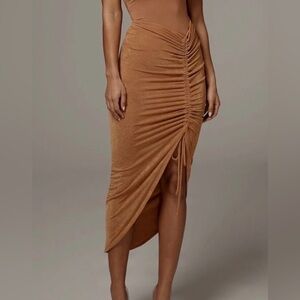 JLUXLABEL lavender Ruched Midi Skirt – NWT - READ FULL DESCRIPTION